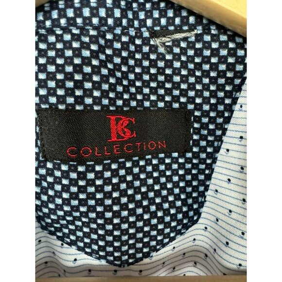 BC Collection Button Up Shirt Mens Size Large Blue White Blue Short Sleeve - Picture 3 of 11